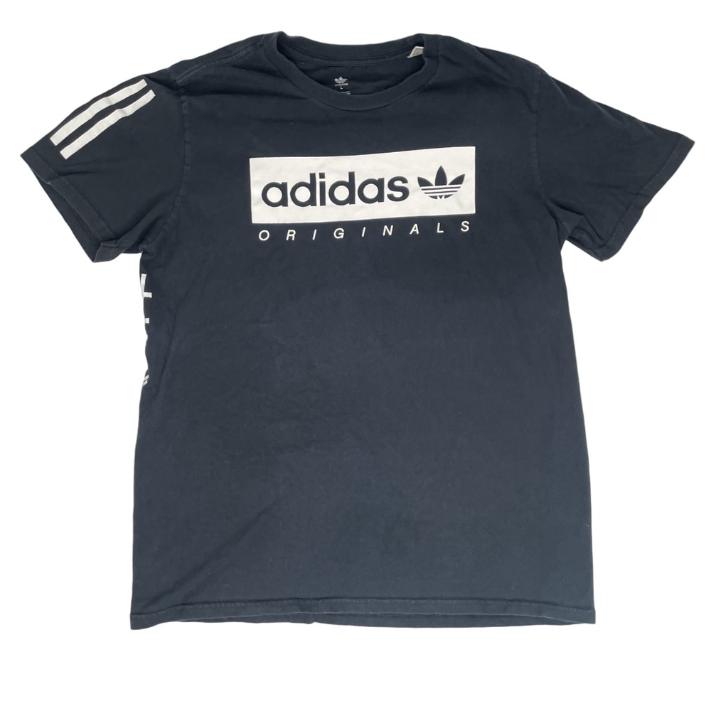 Adidas Originals Katakana Japanese T-Shirt Black Men's Large Box Logo M Slim